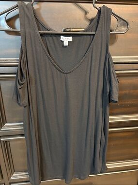 love, Fire Black Cold-Shoulder V-Neck Tee